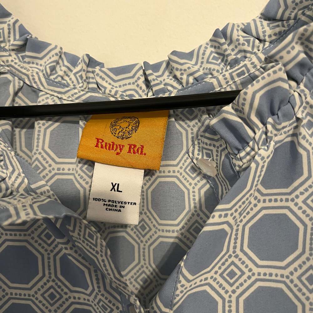 Ruby Rd. Women's Tile Patchwork Silky Pleated Top… - image 2